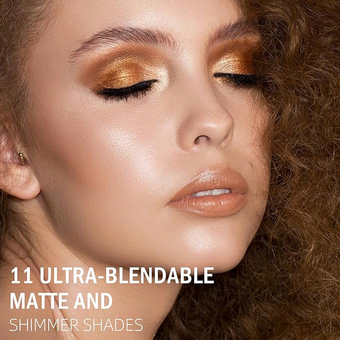 PROFESSIONAL MAKEUP Long Lasting Waterproof Eyeshadow Palette 11 Ultra-pigmented Shimmer & Matte Shades and Naked & Brown Warm Neutral makeup palette with Mirror - Blendable Multi-Purpose