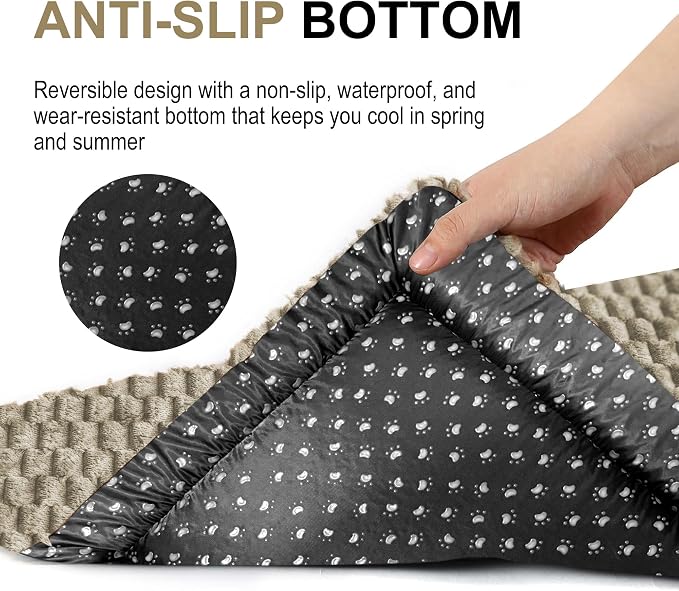 Dog Bed Crate Mat, Soft Durable Washable Anti-Slip Kennel Pad for Dogs & Cats, Reversible (Light Gray, L(35"*23"*1.5"))