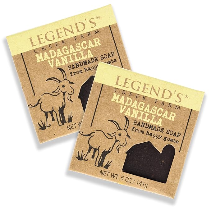 Legend's Creek Farm Goat Milk Soap - Cleansing Moisturizing Bar for Hands and Body - 5 Oz Creamy Lather, Nourishing, Gentle Natural Soap for Sensitive Skin (Madagascar Vanilla, Pack of 2)