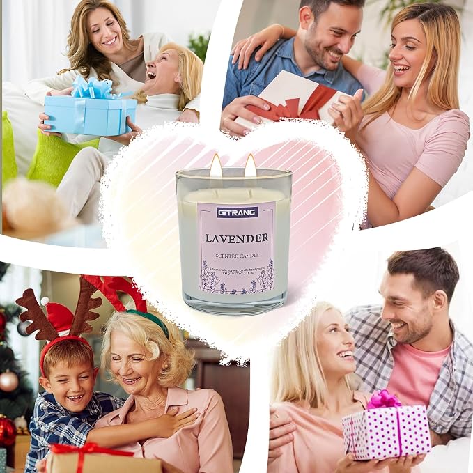 Lavender Scented Candle, 21 oz Soy Wax Candles for Home Aromatherapy, Relaxation Gifts for Women, Long Lasting Time (160-180 Hrs) for Bedroom Yoga Garden Patio Birthday Party,Set of 2