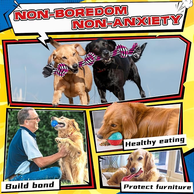 Zeaxuie 12-Pack Dog Toys for Aggressive Chewers,Dog Toys for Large Dogs