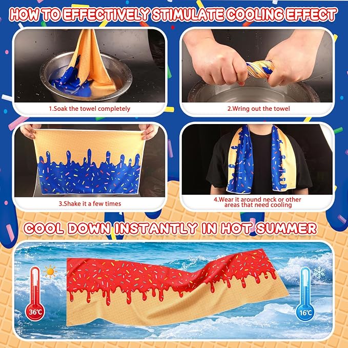 12PCS Baseball Drip Cooling Towels, Neck Cool Towels Baseball Team Gift Reusable Sweat Wicking Chill Towels,for Baseball Team Summer Party Favors Beach and Camping Yoga Fitness