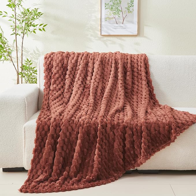 NEWCOSPLAY Fleece Clouds Cozy Twin Blanket for Couch, Coffee, 60"x80" | Premium Silky Flannel Blanket, Soft Lightweight Fluffy Throw Blanket for Bed Sofa Decor, Gift for All Season Use