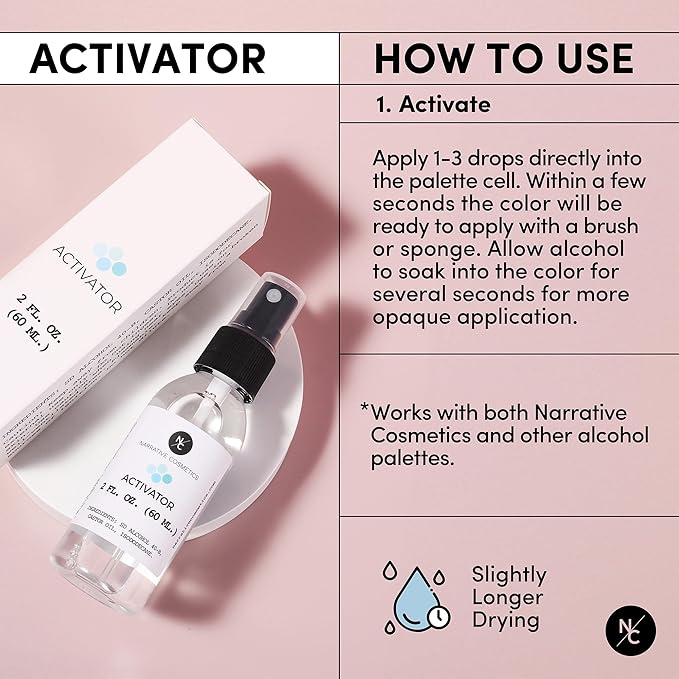 Narrative Cosmetics FX Alcohol-Activated Palette, Activator, and Remover Kit, Professional SFX Makeup Set Multicolor