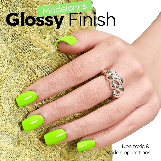 modelones Green Gel Nail Polish Neon Green Gel Polish Lime Summer Nail Poish Soak Off Pastel U V Nail Design Salon DIY Manicure 15 ML