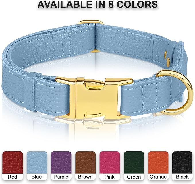 Leather Airtag Dog Collar - Soft Tracking Dog Collar with Apple AirTag Holder and Metal Buckle - Safety GPS Pet Collars for Small Medium Large Dogs Puppy Pink Red (Cornflower, XL, 20"-25" Neck Fit)