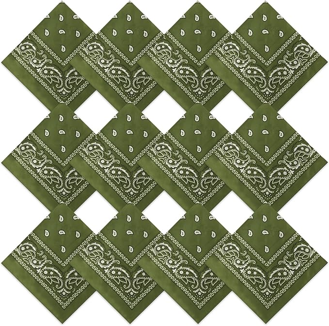 Suhine 12 Pcs Bandanas Bulk 22 x 22 Inch Paisley Headband Cowboy Handkerchief Christmas Thanksgiving Gift for Women Men