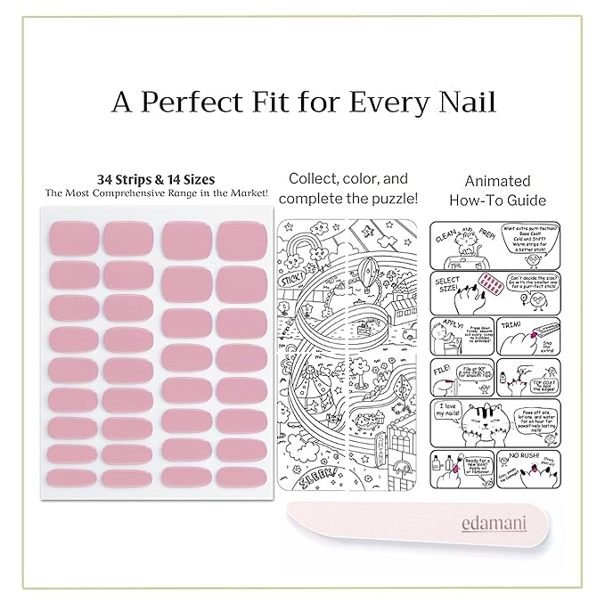 34 Piece Fully Cured Gel Nail Strips With No UV Light Needed, 14+ Days Gel Nail Polish Stickers, Salon Quality, Easy to Apply & Remove – Toxin Free, No Damage (Hailey)
