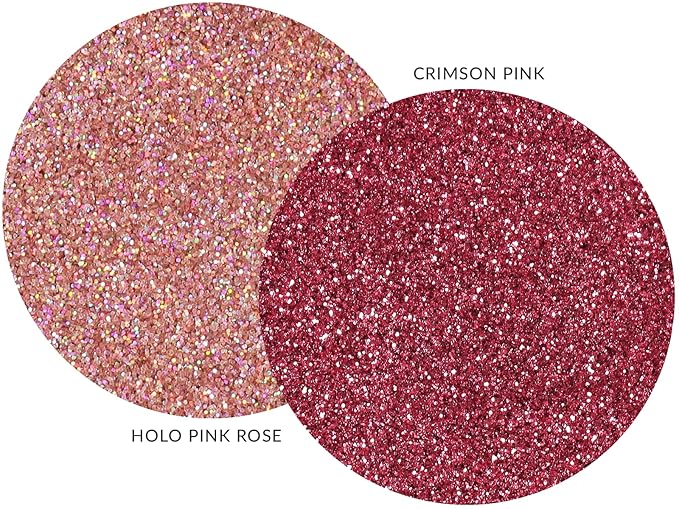 MARBLERS Twinkle Face & Body Glitter Duo [Holo Pink Rose & Crimson Pink] 0.36oz (10g) | Non-Toxic | Cruelty-Free | Eyeshadow, Nail Polish, Nail Art | Festival, Rave Party Makeup | Nail Art | Gel Nail