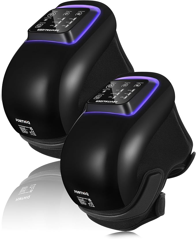 FORTHiQ Knee Massager Pro+ 6-in-1 with Heat, Dual Red Light and Vibration, Adjustable Straps and Memory Function, Ideal Winter Wellness, 2 Pieces