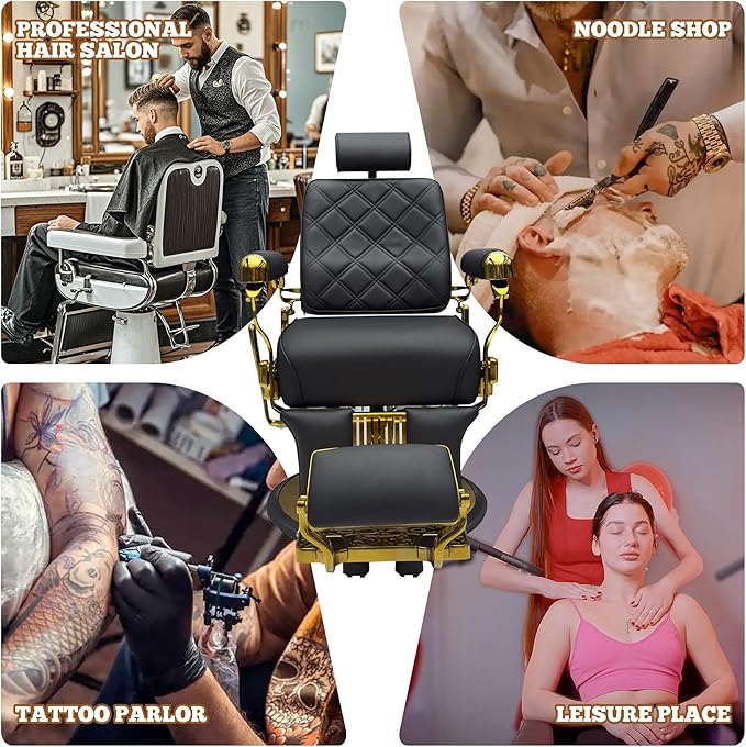 MYS Professional Barber Chair for Salon, Heavy Duty 700lbs Aluminum Hair Stylist Chair, Hydraulic Reclining with 360° Swivel for Tattoo & Beauty,8817 Silver