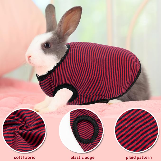 Guinea Pig Clothes (2-Pack), Striped Small Animal Vest T-Shirt | Soft Breathable Small Pet Apparel & Costume for Rat, Guinea Pig, Rabbit, Chinchilla, Ferret, Kitten