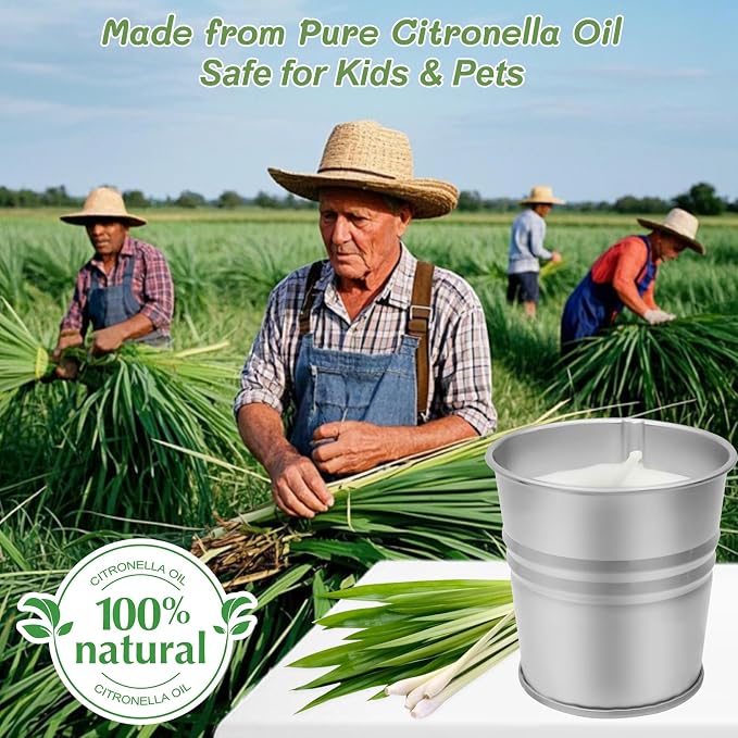 Indoor and Outdoor Citronella Candles -100% Natural Soy Wax Candles with Rich Aroma, Suitable for Indoor and Outdoor Use, Home Decoration and Relaxation Moments. (12-Pack)
