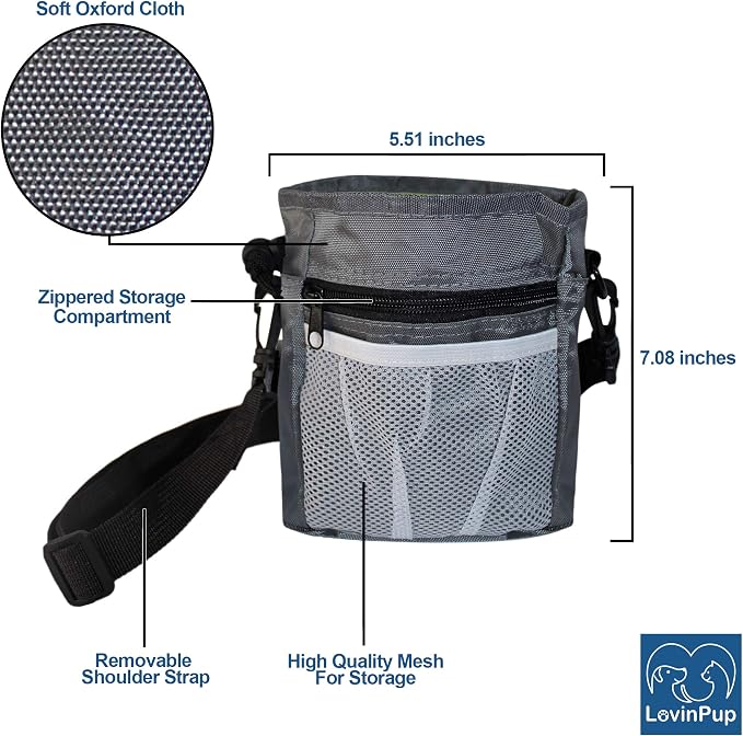 Dog Treat Training Pouch – Hands-Free, Poop Bag Dispenser (11x7.5)