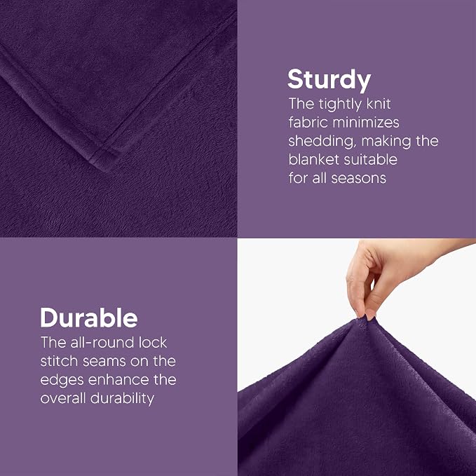 Utopia Bedding Ultra Soft Fleece Bed Blanket Throw Size Purple (50x60 Inch) | Microfiber Plush Warm Lightweight Breathable Cozy Blanket Anti-Static, All Season Use, Gift for Women and Men