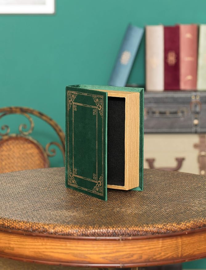 Vintiquewise Decorative Vintage Book Shaped Trinket Storage Box- Green