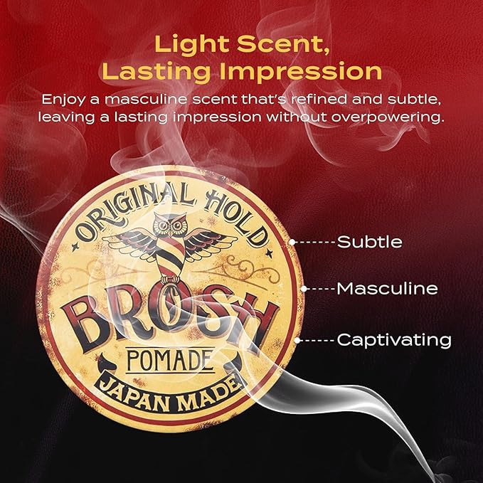 BROSH Original Pomade with Strong Hold & Classic Shine, Lightweight Water-Based Hair Styling Cream for Men, 1.4 Oz Travel Size