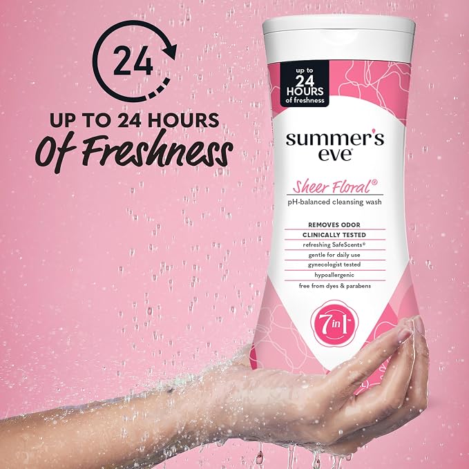 Summer's Eve Feminine Wash, Sheer Floral, Daily pH-Balanced Body Wash for Women, Feminine Care to Remove Vaginal Odor, Gynecologist Tested, 15 Fl Oz (Pack of 3)