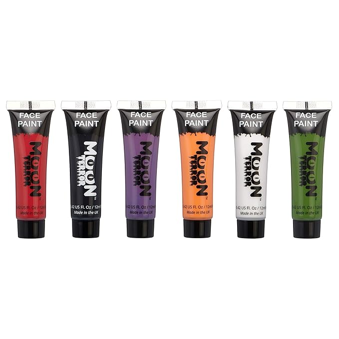 Halloween Face Paint Body Paint by Moon Terror - Set of 6 - SFX Make up, Special Effects Make up - 0.40fl oz