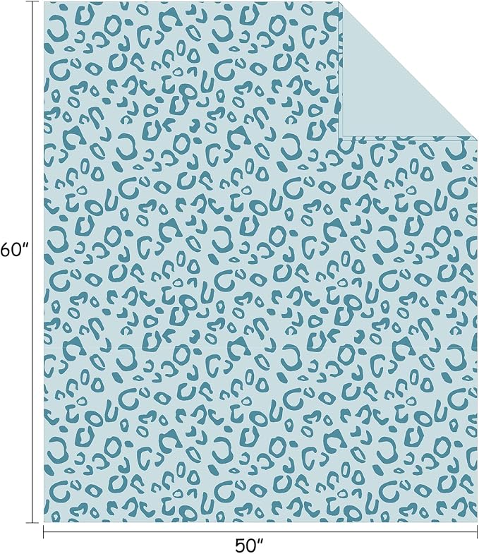 Microfiber Blanket Cheetah Print Blanket Soft Fleece Throw for Couch,50"X60",Lake Blue