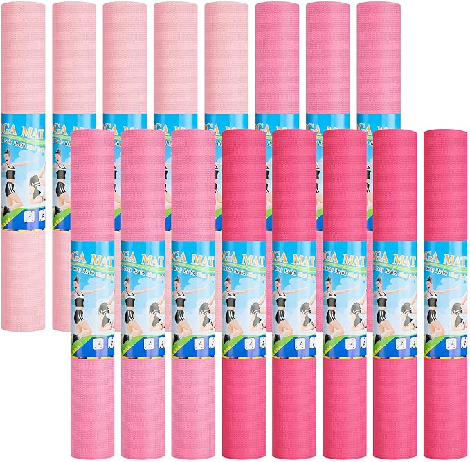 3 mm Thin Yoga Mats Bulk, Lightweight PVC Exercise Mats Non Slip Workout Fitness Pads for Yoga Pilates Stretching Classes Gym Home Studio, Easy to Clean