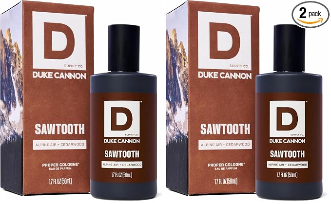 Duke Cannon Proper Cologne Sawtooth | Men's Eau de Parfum | Alpine Air and Cedarwood | Fresh, Woodsy, Long-Lasting Scent | 1.7 fl oz (Pack of 2)