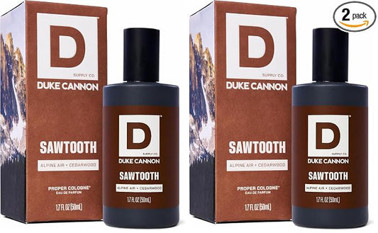 Duke Cannon Proper Cologne Sawtooth | Men's Eau de Parfum | Alpine Air and Cedarwood | Fresh, Woodsy, Long-Lasting Scent | 1.7 fl oz (Pack of 2)