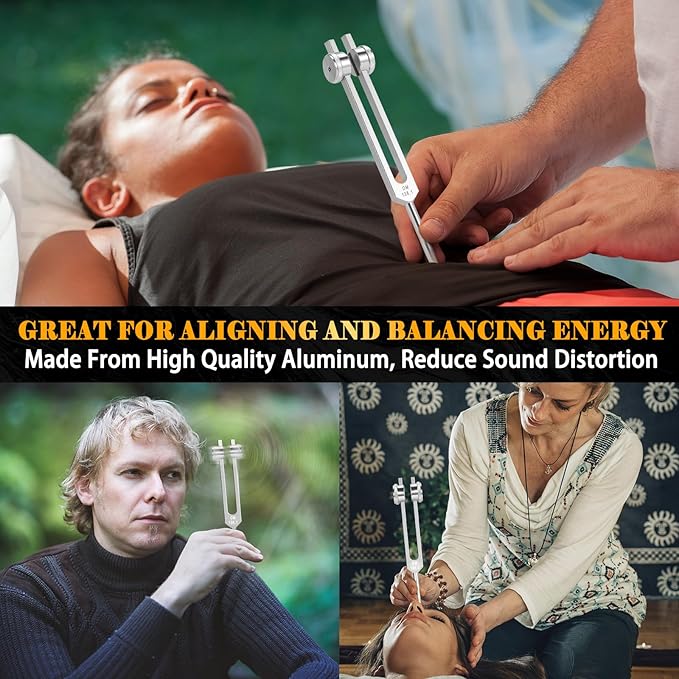 OM 136.1hz Weighted Tuning Fork with Reflex Hammer for Healing Chakra Set,Healing/Sound Therapy, Aluminum Alloy Sensory Tuning Fork Activator for Healing, Therapy Non Magnetic