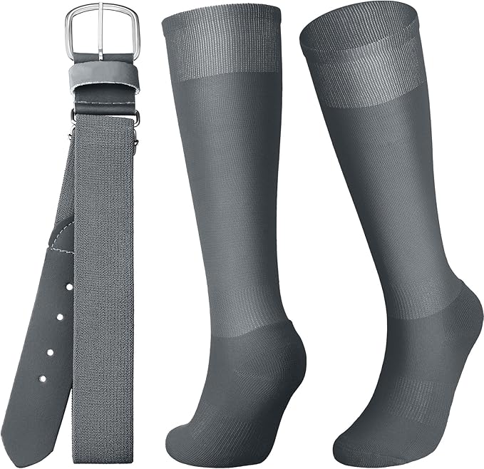 Zhanmai Baseball Belt and Socks Combo Adjustable Softball Socks and Elastic Waist Belt for Youth Boys Girls, Adult