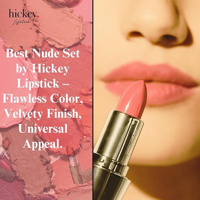 Hickey Lipstick Organic Nude Lipstick Refillable | Long Lasting Lipstick for Women up to 24-Hour, Hydrating & Moisturizing Shade, Lip Color for Women, Gluten-Free & Vegan with Highly Pigmented