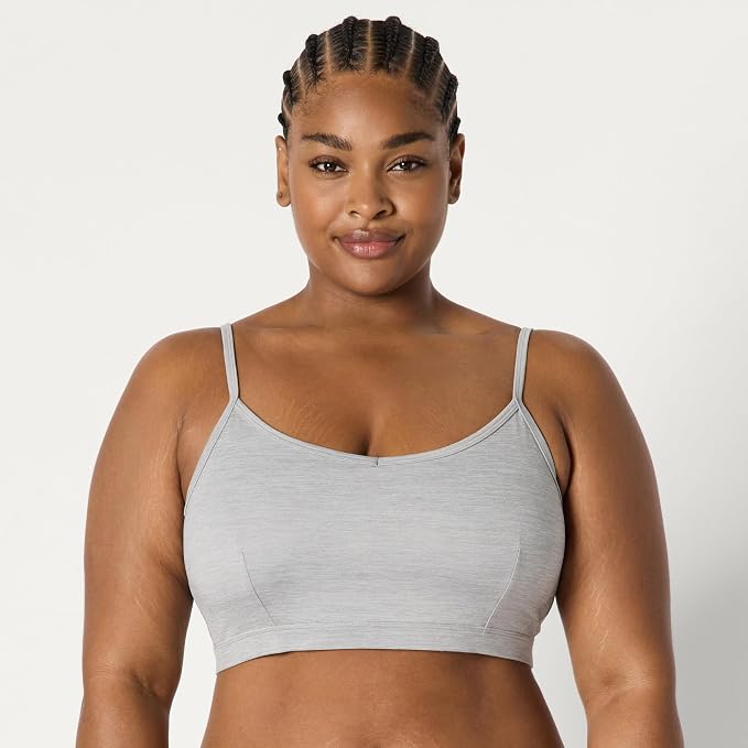 Amazon Essentials Women's Active FormFlex Buttery Soft Light Support Heathered Spaghetti Strap Yoga Sports Bra