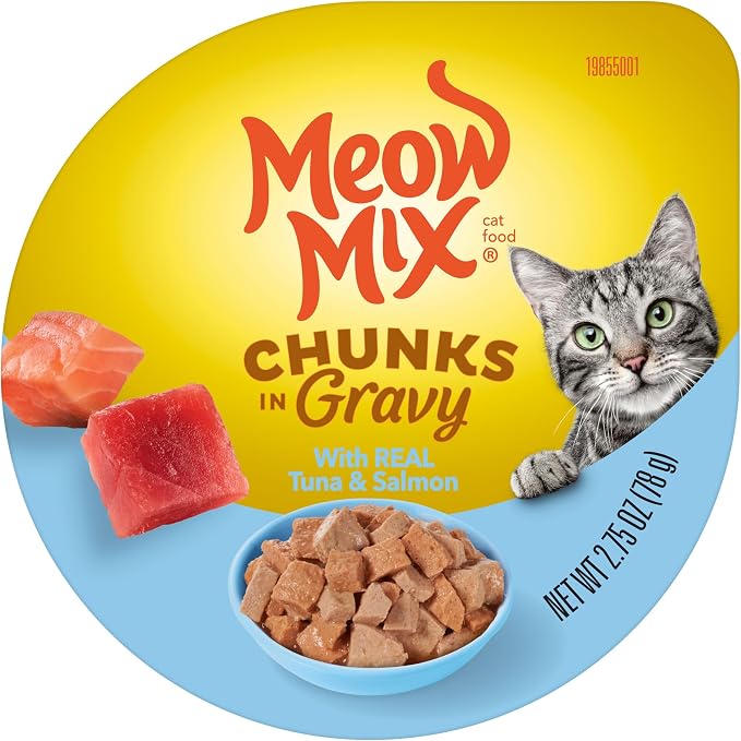 Meow Mix Seafood Favorites Chunks in Gravy Wet Cat Food Variety Pack, 2.75 Ounce (Pack of 48)