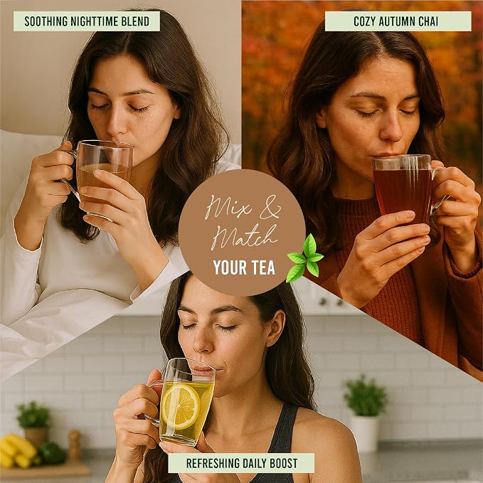 Tea Gift Set – 8 Unique Flavors with Stainless Steel Infuser | Loose Leaf Tea Sampler with Vanilla Chai, Jasmine, Green Tea & More | Tea Gift Sets for Women and Men - Gift For Dad - Pack of 9