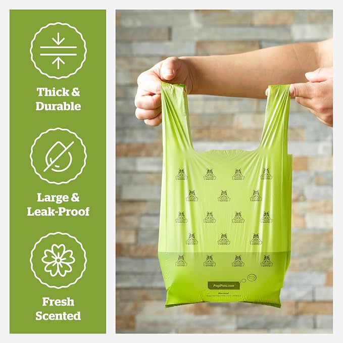 Pogi’s Dog Poop Bags with Handles – Extra-Thick, Leak-Proof, Large, Fresh Scent, 900-Count