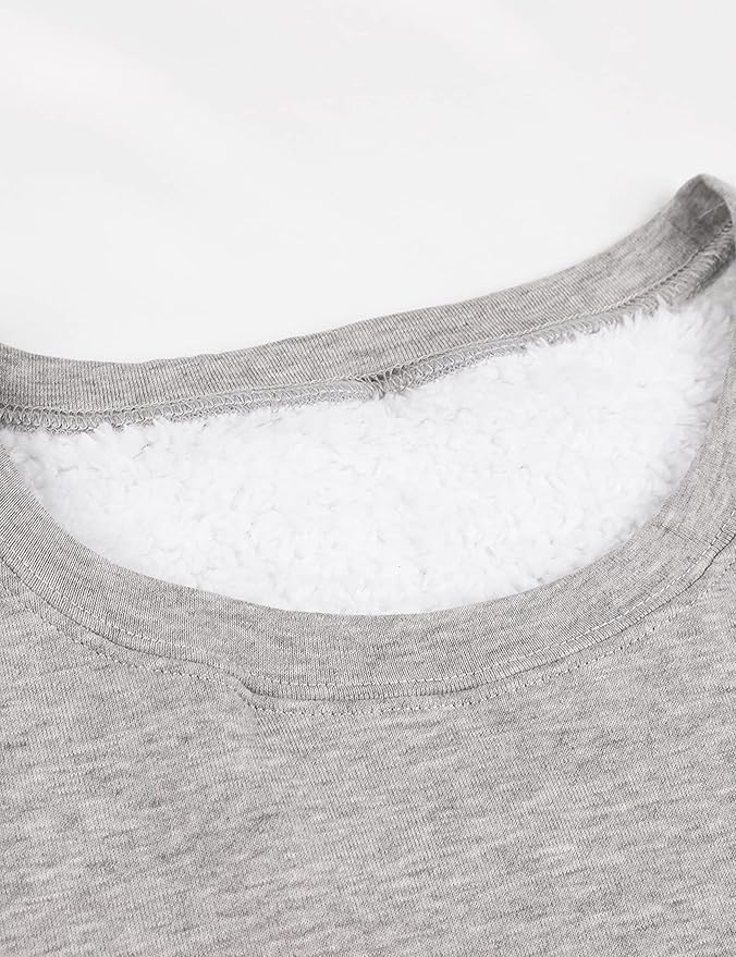 Yeokou Women Warm Sherpa Lined Fleece Crewneck Sport Sweatshirt Pullover Loungewear