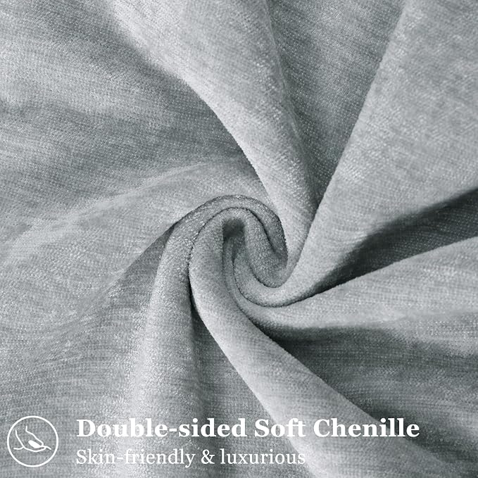 decorUhome Chenille Ultimate Gray Throw Pillow Covers 22x22 Set of 2 | Fall Soft Euro Sham Couch Decorative Modern Velvet Pillow Cases with Elegant Design for Sofa Bed Living Room Home Decor