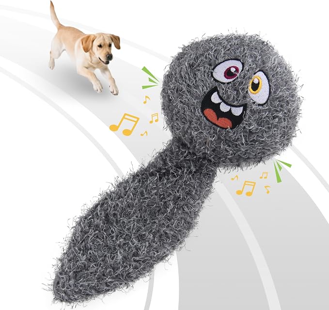 PETGEEK Upgraded Vibrating Squeaky Dog Ball, Rechargeable 900mAh, Grey