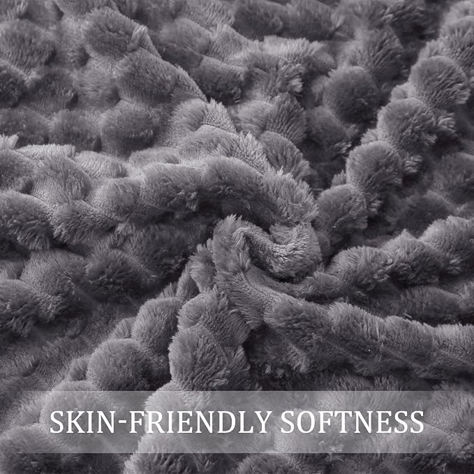 Exclusivo Mezcla 3D Fleece Twin Size Blanket for Bed, Dark Grey | Extra Soft Fuzzy Plush Lightweight Bed Blankets, Cozy Fluffy Decorative Blankets for All Seasons, 60x80 Inches