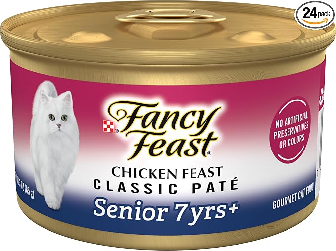 Purina Fancy Feast Wet Senior Cat Food 7 Years Plus Chicken Feast Pate - (Pack of 24) 3 oz. Cans
