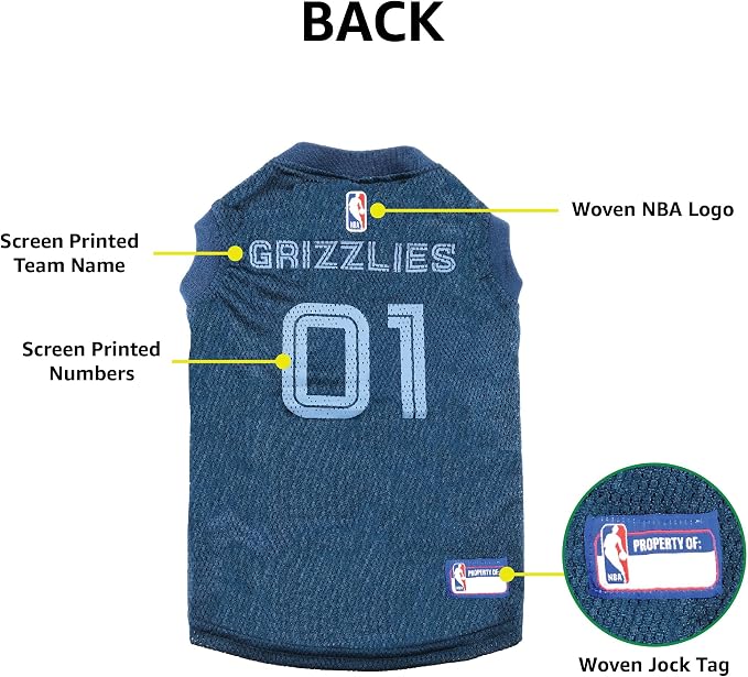 Pets First NBA MEMPHIS GRIZZLIES DOG Jersey, Medium - Tank Top Basketball Pet Jersey