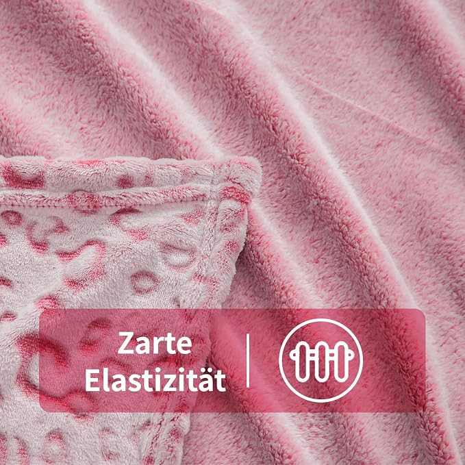 Flannel Fleece Leopard Print Throw Blanket Super Soft Lightweight Fluffy Throw for Couch, 90"X90",Hot Pink