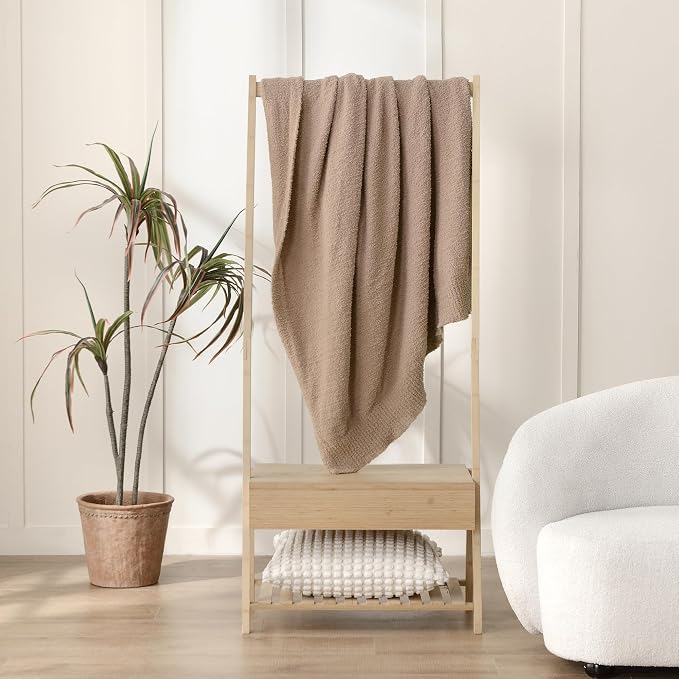 Dusty Rose Throw Blanket for Bed, Super Soft Knit Blankets, Cozy Fleece Fuzzy Fluffy Plush Chenille Throws Blanket for Couch, Sofa, Blush Pink, 60 x 80 inches