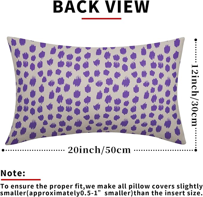 Purple Cream Pillow Covers 12x20 Set of 2 Boho Design Polka Dot Throw Pillows Modern Brush Strokes Print Decorative Outdoor Pillowcase Lumbar Cushion Cover Linen Pillow Case for Home Sofa Couch Bed
