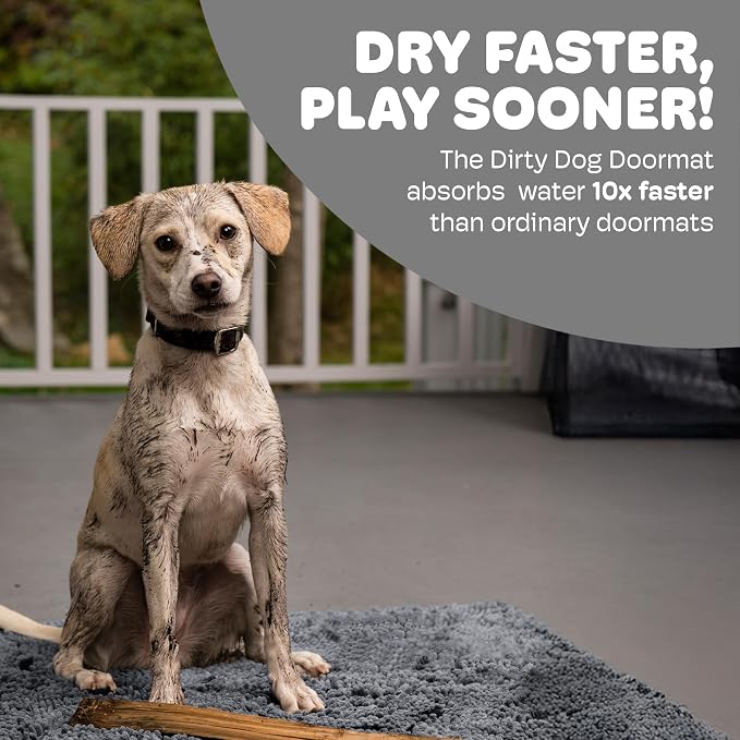 Dog Gone Smart Dirty Dog Doormat - Fast Drying Rug with Super Gripper Backing for Clean Floors - Super Absorbent and Machine Washable Mat for Muddy Paws - Almond | Super Gripper Backing for Clean Floors - Absorbent Microfiber and Machine Washable Mat f...