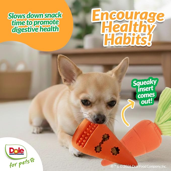 Dog Puzzle Toy with Crinkle Squeak Insert, Dog Enrichment Toys, Carrot Dog Treat Toy, Great Mental Stimulation for Dogs