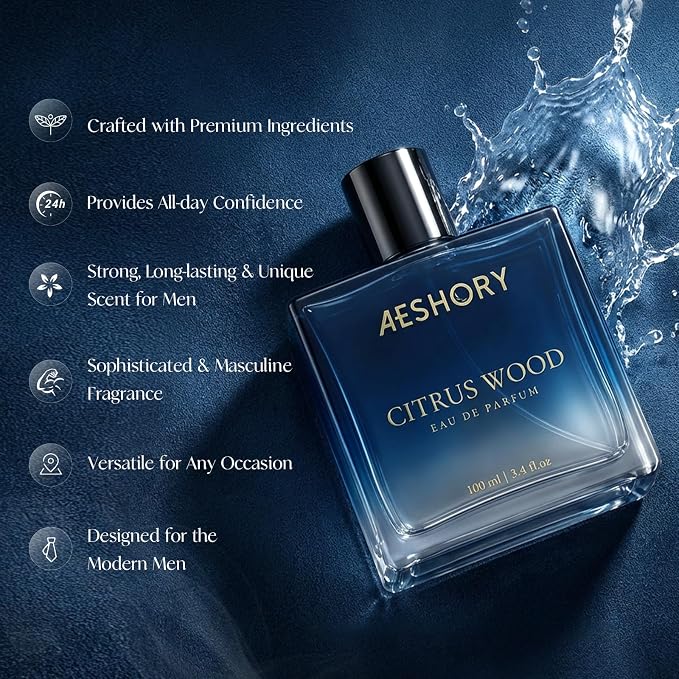 Aeshory Luxury Unisex Perfume for Women and Men, 3.4 FL OZ Long Lasting Eau De Parfum, Fruity Chypre Fragrance, Aromatic Citrus Wood Notes for Date & Gift, Fresh Scent Perfume Spray