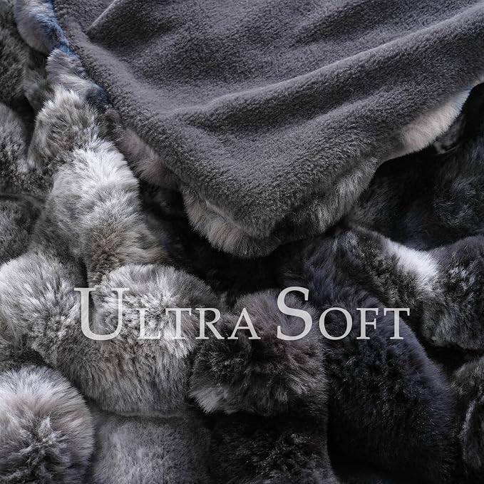 BENVWE Fluffy Faux Fur Throw Blanket for Couch, Soft Plush Thick Cozy Fuzzy Luxury Minky Bubble Blanket for Home Living Room Decor Gift for Women, Tie-dye Grey, 50" x 60", 1100GSM