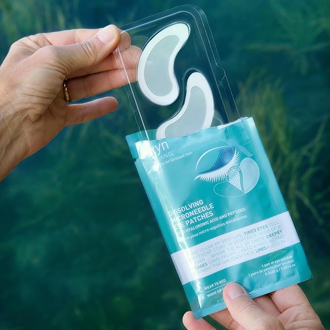 skyn ICELAND Dissolving Microneedle Under-Eye Patches — 39% Hyaluronic Acid & Peptides, No-Slip Overnight Eye Mask, Vegan, All Skin Types, 3 Pairs