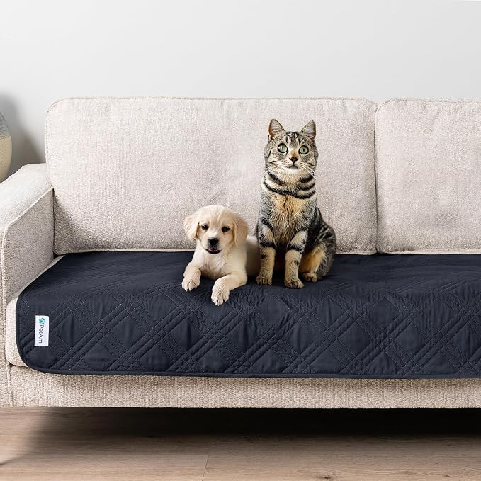PetAmi Waterproof Couch Cover for Dog Non-Slip Bed Sofa Blanket, 30x70 Gray | Leakproof Furniture Protector for Pet Cat, Machine Washable Pee Proof Mat for Chair Car Seat, Durable & Anti Slip Backing