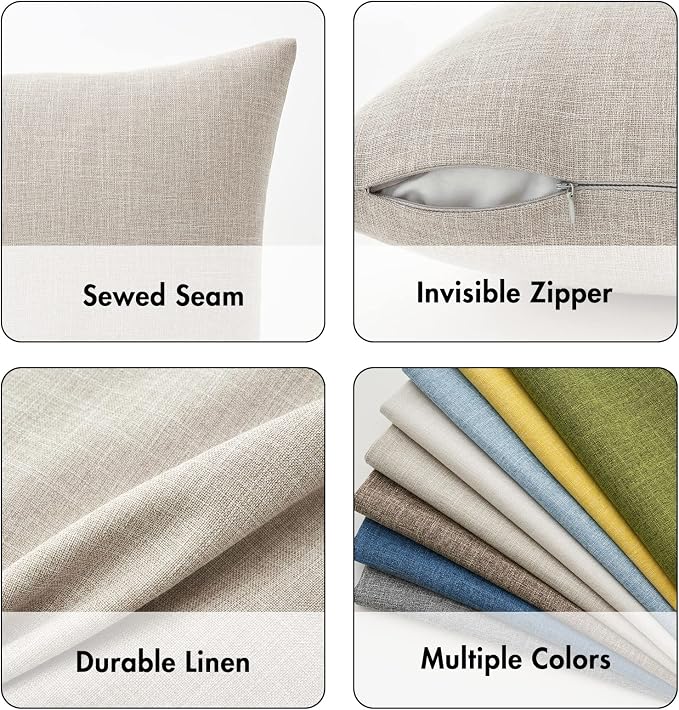 MIULEE Pack of 2 Decorative Linen Burlap Textured Pillow Covers Farmhouse Boho Accent Lumbar Pillowcases Spring Home Decor for Couch Sofa Bedroom Living Room 12x20 Inch Taupe